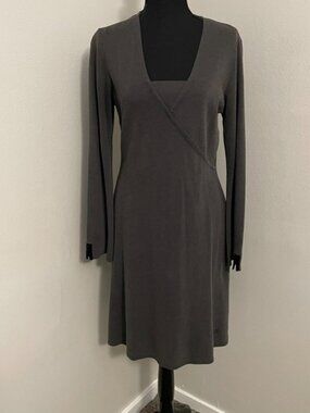 HORNY TOAD‎ Womens Sz Medium Gray Long Sleeve Faux Surplice Dress Toad & Co